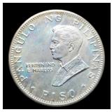 1970 Philippines 1 Piso Unc. Silver