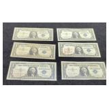 (6) 1957 $1 Silver Certificate Notes