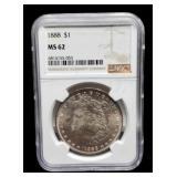 1888 Slab Morgan Dollar NGC MS62