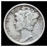 1925-D Mercury Dime VF25 Full Beads