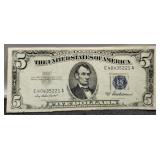 1953A $5 Silver Certificate Note Unc.
