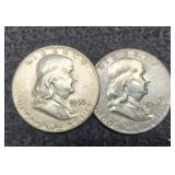 (2) F. Half Dollars AU 1955, 1961-D