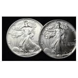(2) 1990 Silver Eagles
