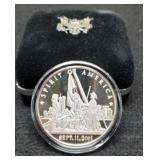 1 Troy Oz. Silver Round 9-11-2001 Proof w/ Case