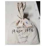 Bag Of 5,000 Wheat Cents 1940 & 1958