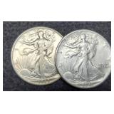 (2) W. Liberty Half Dollar 1941, 1942