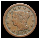 1848 Large Cent Altered Reverse Cent