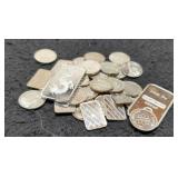 Lot w/ 45+ Grams 999 Silver In Small Rounds/Bars