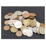 Lot w/ 54 Foreign Coins