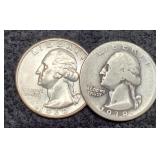 (2) W. Quarters 1938 G, 1960-D Unc.