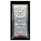 (10) Troy Oz. Silver Bar By Nadir