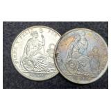 (2) Peru 1/2 Sol 1928, 1929 Silver