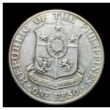 1967 Philippines 1 Peso Silver