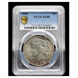 1928 Slab Peace Dollar PCGS AU58 Nice Key Date