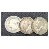 (3) Australia 1 Shilling Silver