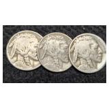 (3) 1926 Buffalo Nickels P,D,S