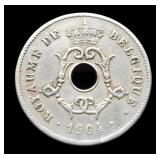 1904 Belgium 10 Centimes Copper/Nickel