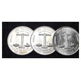 (3) 1 Troy Oz. Silver Trade Unit Rounds