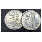 (2) W. Liberty Half Dollars AU 1939, 1941-D