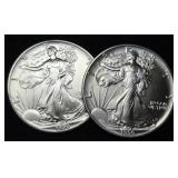 (2) 1990 Silver Eagles