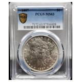 1887 Slab Morgan Dollar PCGS MS63