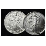 (2) 1990 Silver Eagles
