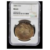 1884-O Slab Morgan Dollar NGC MS63