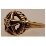 14 K Gold Eastern Star Ring w/ Stones