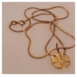 14 K Gold Pendant & 14 K Gold 15" Chain 3.9 Gram