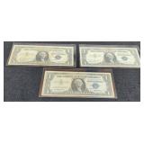 3 1957 $1 Silver Certificate Notes