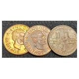 2 Lincoln Trail & 1968 IL. Sesquicentennial Coins