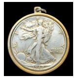 1942 W. Liberty Half Dollar w/ Brass Bezel
