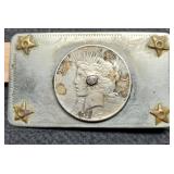 1922 Peace Silver Dollar Mounted On Nickel