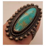 Sterling Silver Ring w/ Turquoise Mount Size 3.8
