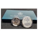 1992-D 2 Coin Unc. Set w/ Silver Dollar &