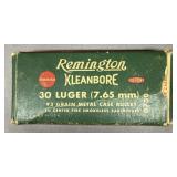 50 rnds Remington Kleanbore .30 Luger Ammo