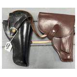 2 Unknown Leather Pistol Holsters