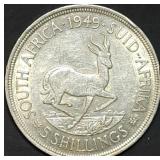 1948 South Africa 5 Shillings 80% Silver Dollar