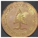 1964 Dated Masonic Penny Cedar Lodge Grove City