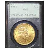 1896 $20 Liberty Gold Double Eagle PCGS MS61