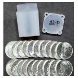 Full Gem BU Roll 1922 Peace Silver Dollars MS63/64