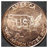 1oz Copper Bullion Round BU USA