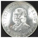 1972 Mexico 25 Pesos Silver Coin Gem BU