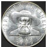 1959 Austria 50 Schillings 90% Silver Coin