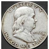 1950-D Franklin Silver Half Dollar