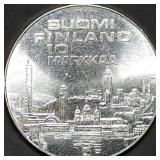 1971 Finland 10 Markkaa .500 Silver Commem. 24g