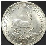1964 South Africa .500 Silver 50 Cent Piece 28g