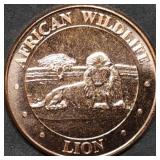 1oz Copper Bullion Round BU African Wildlife Lion