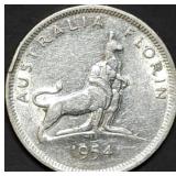 1954 Australia .500 Silver Florin Unc