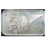 Vintage 1 Troy Oz .999 Silver Indian Chief Bar
